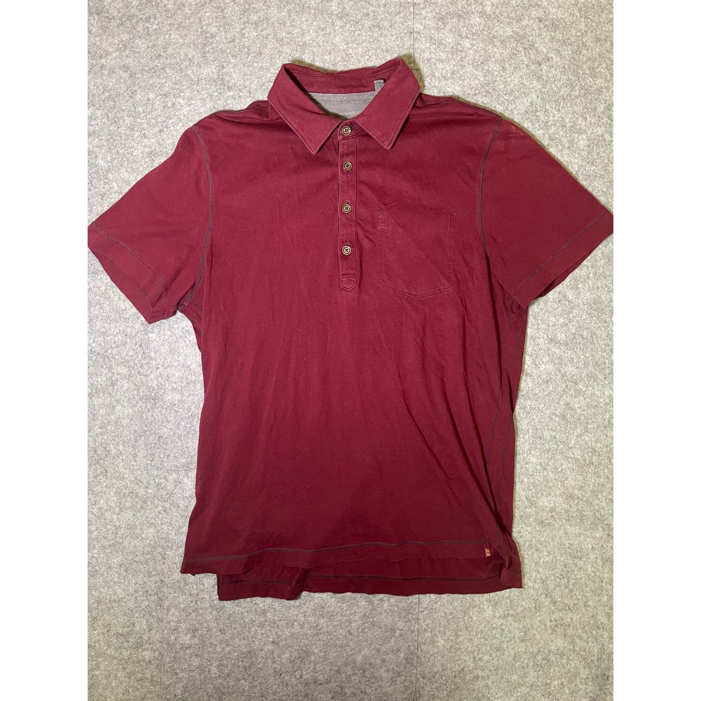 Banana Republic Mens Polo Shirt Large Maroon Burgundy Cotton Short Sleeve Pocket